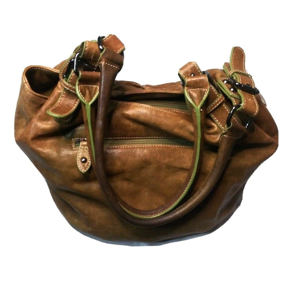 Barr + Barr New York Leather Bag Vintage Boho Shoulder Tote Bag Rustic Brown